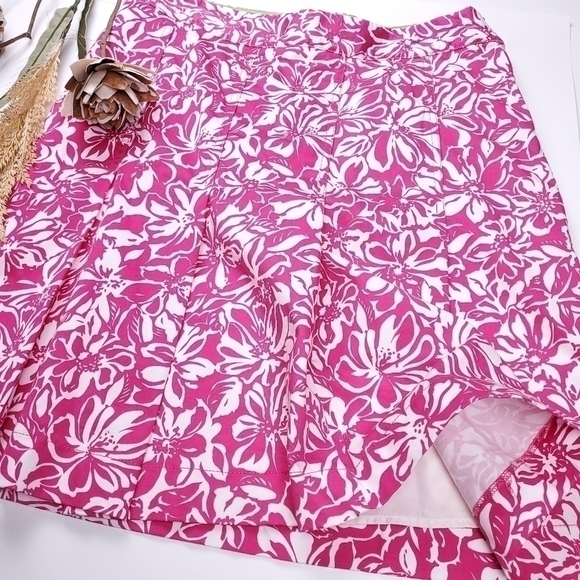 Worthington Stretch Pink White Floral Skirt Sz 12 - Picture 15 of 15